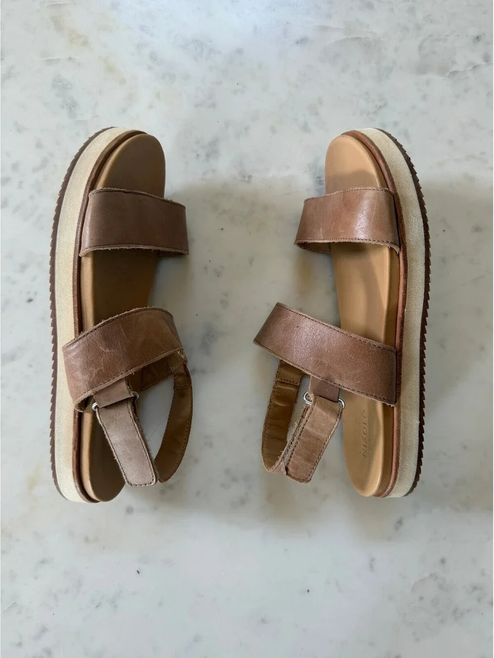 Nisolo Go-To Flatform Sandals in Almond - Size 9